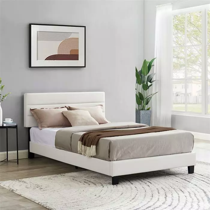 CARO-Möbel Polsterbett GREENPORT 120x200 Cm, Kunstleder Weiß 2 CARO-Möbel Polsterbett GREENPORT 120x200 Cm, Kunstleder Weiß – Bild 2