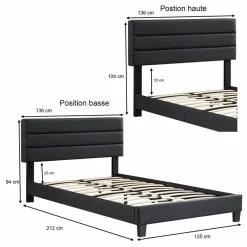 CARO-Möbel Polsterbett GREENPORT 120x200 Cm, Kunstleder Schwarz -Sideboards Verkäufe 95553 5