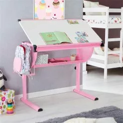 CARO-Möbel Kinderschreibtisch SARI, Neigbar Und Höhenverstellbar In Weiß/rosa -Sideboards Verkäufe 95563 AC4