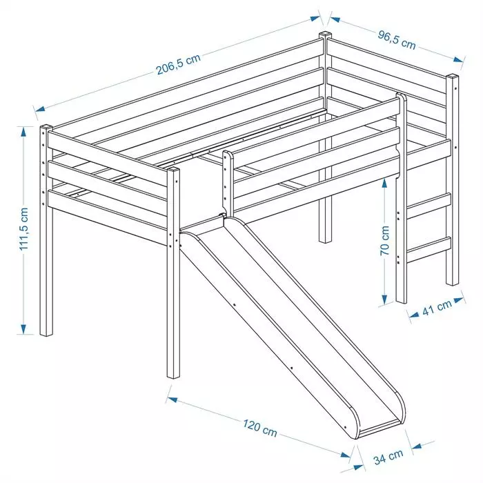 IDIMEX Hochbett Mit Rutsche BENNY Weiß 2 IDIMEX Hochbett Mit Rutsche BENNY Weiß – Bild 2