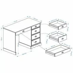IDIMEX Schreibtisch COLETTE In Der Farbe Weiß -Sideboards Verkäufe COLETTE 7245 46 Skizze