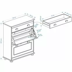 IDIMEX Schuhschrank COLMAR Gebeizt Mit 2 Klappen 5 IDIMEX Schuhschrank COLMAR Gebeizt Mit 2 Klappen -Sideboards Verkäufe COLMAR 8292 8293 Skizze 1