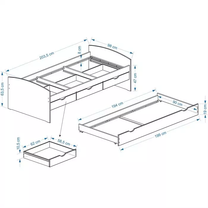 IDIMEX Bett Mit Stauraum JULIA 90x200 Cm, In Weiß 3 IDIMEX Bett Mit Stauraum JULIA 90x200 Cm, In Weiß – Bild 3
