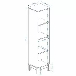 IDIMEX Regal Standregal LOGO 4 Fächer, Kiefer Natur -Sideboards Verkäufe LOGO 77010 11 12 Skizze
