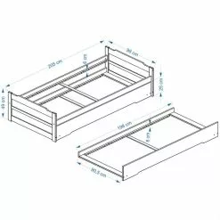 IDIMEX Ausziehbett LORENA 90x200 Cm, Kiefer In Weiß 5 IDIMEX Ausziehbett LORENA 90x200 Cm, Kiefer In Weiß -Sideboards Verkäufe LORENA Skizze