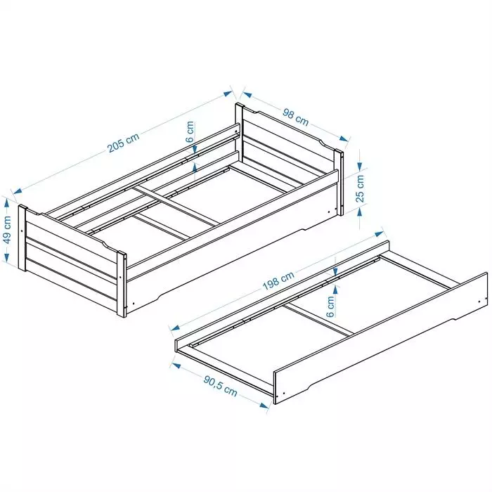 IDIMEX Ausziehbett LORENA 90x200 Cm, Kiefer In Weiß 3 IDIMEX Ausziehbett LORENA 90x200 Cm, Kiefer In Weiß – Bild 3