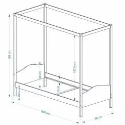 IDIMEX Himmelbett NADINE 90x200 Cm -Sideboards Verkäufe Nadine Skizze