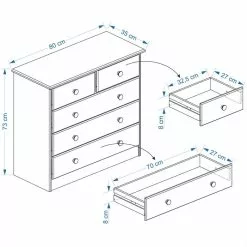 IDIMEX Kommode RONDO Mit 5 Schubladen In Weiß 5 IDIMEX Kommode RONDO Mit 5 Schubladen In Weiß -Sideboards Verkäufe RONDO 8005 8105 8115 8205 Skizze
