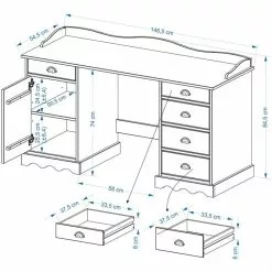IDIMEX Schreibtisch Mit Aufsatz SANDRINE In Weiss -Sideboards Verkäufe SANDRINE Skizze