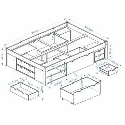 IDIMEX Bett Mit Stauraum SABRINA 140x200 Cm, Kiefer Massiv In Weiß 9 IDIMEX Bett Mit Stauraum SABRINA 140x200 Cm, Kiefer Massiv In Weiß -Sideboards Verkäufe Sabrina Skizze 1