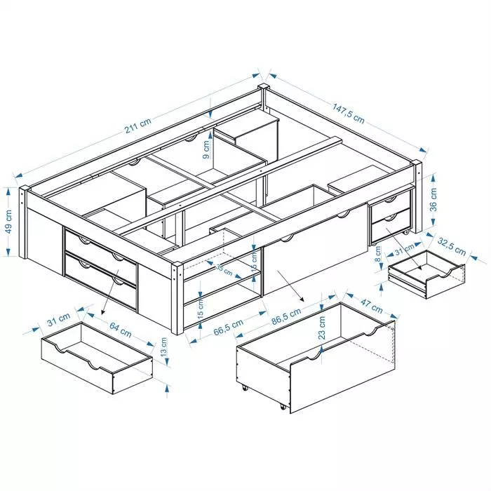 IDIMEX Bett Mit Stauraum SABRINA 140x200 Cm, Kiefer Massiv In Weiß 5 IDIMEX Bett Mit Stauraum SABRINA 140x200 Cm, Kiefer Massiv In Weiß – Bild 5