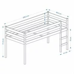 IDIMEX Hochbett ERIK Vorhang & Tunnel Blau/rot -Sideboards Verkäufe Skizze Erik OhneV 13