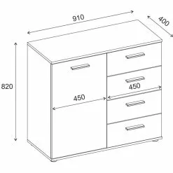 CARO-Möbel Kommode CHICAGO Weiß, 4 Schubladen -Sideboards Verkäufe V CHICAGO zeichnung