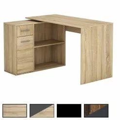 CARO-Möbel Eckschreibtisch LENA Mit Regal In Weiß/schwarz