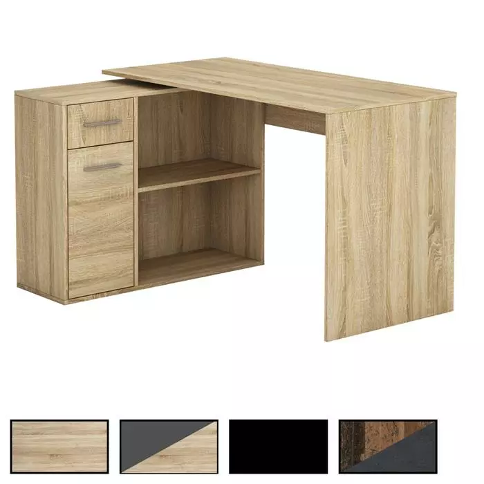 CARO-Möbel Eckschreibtisch LENA Mit Regal In Weiß/schwarz 1 CARO-Möbel Eckschreibtisch LENA Mit Regal In Weiß/schwarz